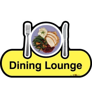 Dining Lounge sign - 480mm - Yellow