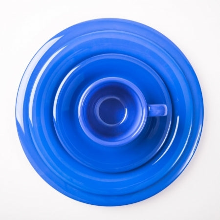 12 Wide Rim Plates - Blue - 165mm