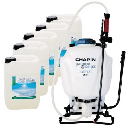 Liquid Ice Melt (5 x 10 litre) & Knapsack Sprayer Kit