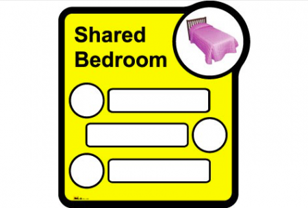 Bedroom sign (interchangeable) â€“ 3 beds sharing - Yellow