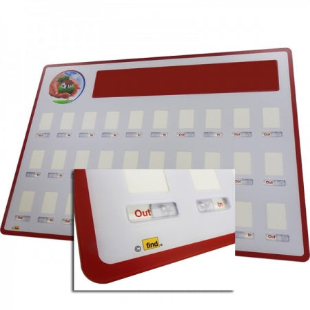 In/Out Staff Board - 12 staff (340mm x 600mm)