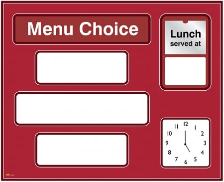 Dry-wipe Menu Board with Clock Red