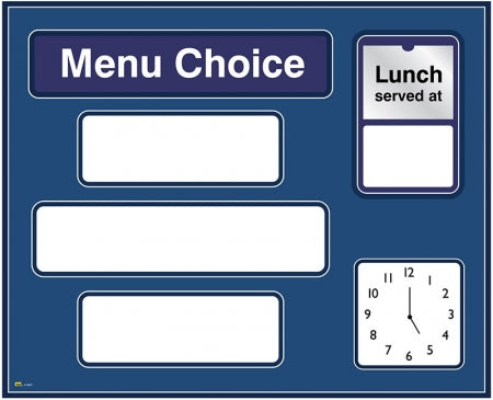 Dry-wipe Menu Board with Clock Blue