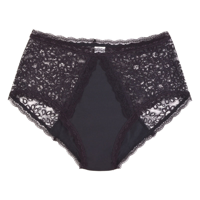 Moderate absorbency, lace underwear, full brief style, black - XXL