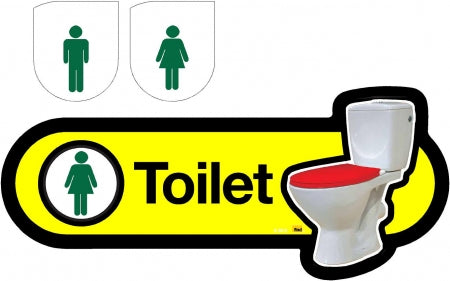 Interchangeable Toilet Sign - 300mm - Yellow