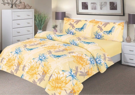 Waterproof Bedding - Double Duvet Set - 100% Waterproof - Yellow Waterlily