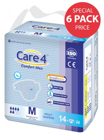 Care4 Comfort Max Incontinence Pads - Medium - 6 Pack
