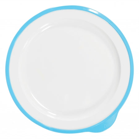 Dalebrook Omni Large Low Plate in White - Blue Rim - 240x230x20mm - Set of 12
