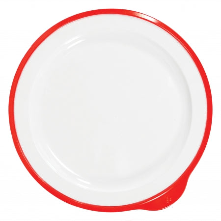 Dalebrook Omni Large Low Plate in White - Red Rim - 240x230x20mm - Set of 12
