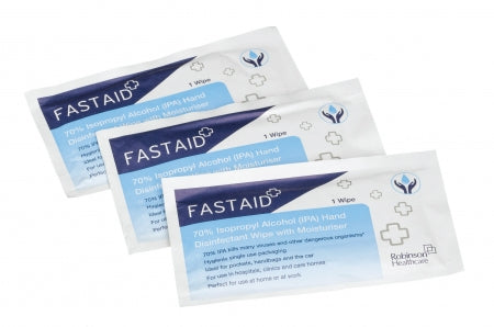 FastAid 70% Isopropyl Alcohol Hand Disinfectant Sachet Wipes - 8 packs X 50 Sachets