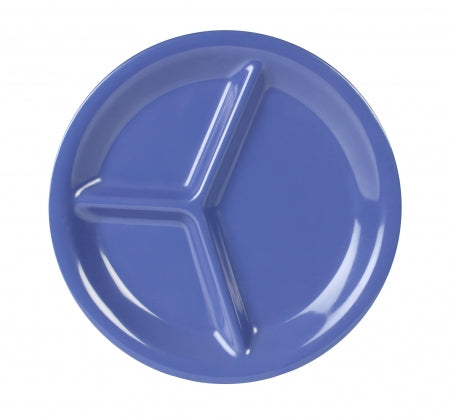 Set of 12, Compartment plates, 27cm diameter - Blue
