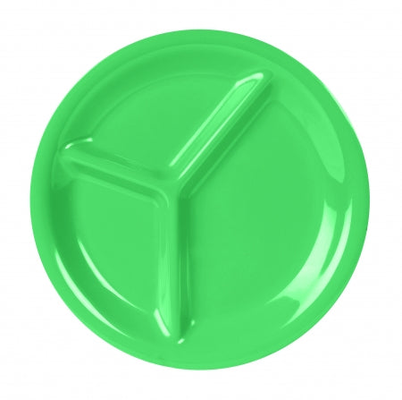 Set of 12, Compartment plates, 27cm diameter - Green