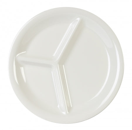 Set of 12, Compartment plates, 27cm diameter - White