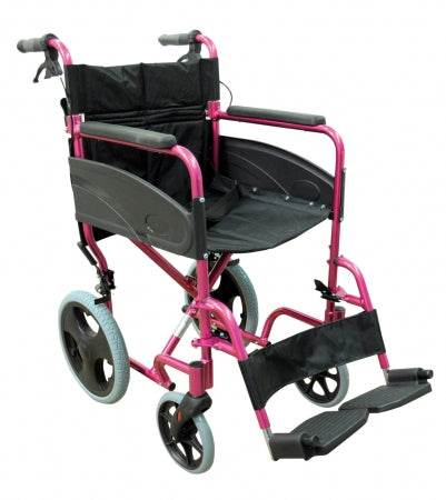 Lightweight Transport Aluminium Wheelchair - Pink