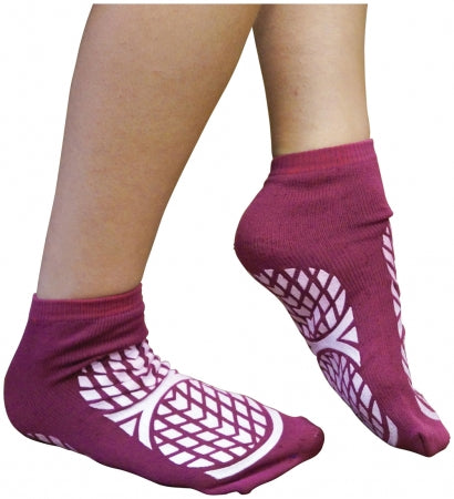 Double Sided Non Slip Patient Slipper Socks - PURPLE - M