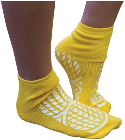 Double Sided Non Slip Patient Slipper Socks - YELLOW - L