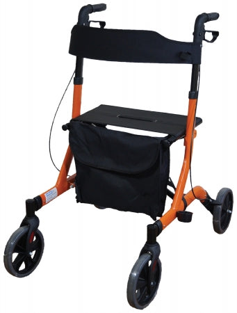Deluxe Ultra Lightweight Folding 4 Wheeled Rollator - orange